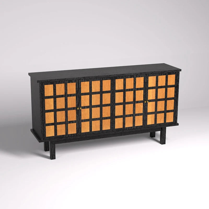 Mueble para TV negro de 60 con almacenamiento y estantes ajustables para televisores de 65