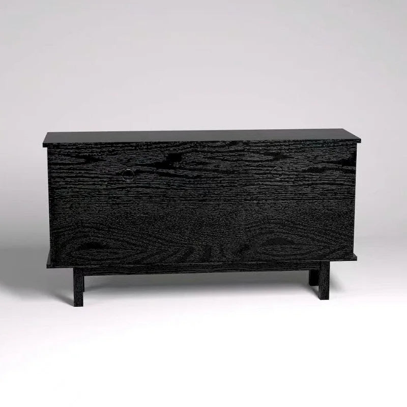 Schwarzer TV-Schrank für 60-Zoll-Fernseher mit Stauraum und verstellbaren Ablagen für 65-Zoll-Fernseher