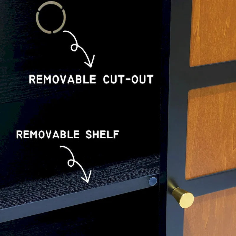 Mueble para TV negro de 60 con almacenamiento y estantes ajustables para televisores de 65