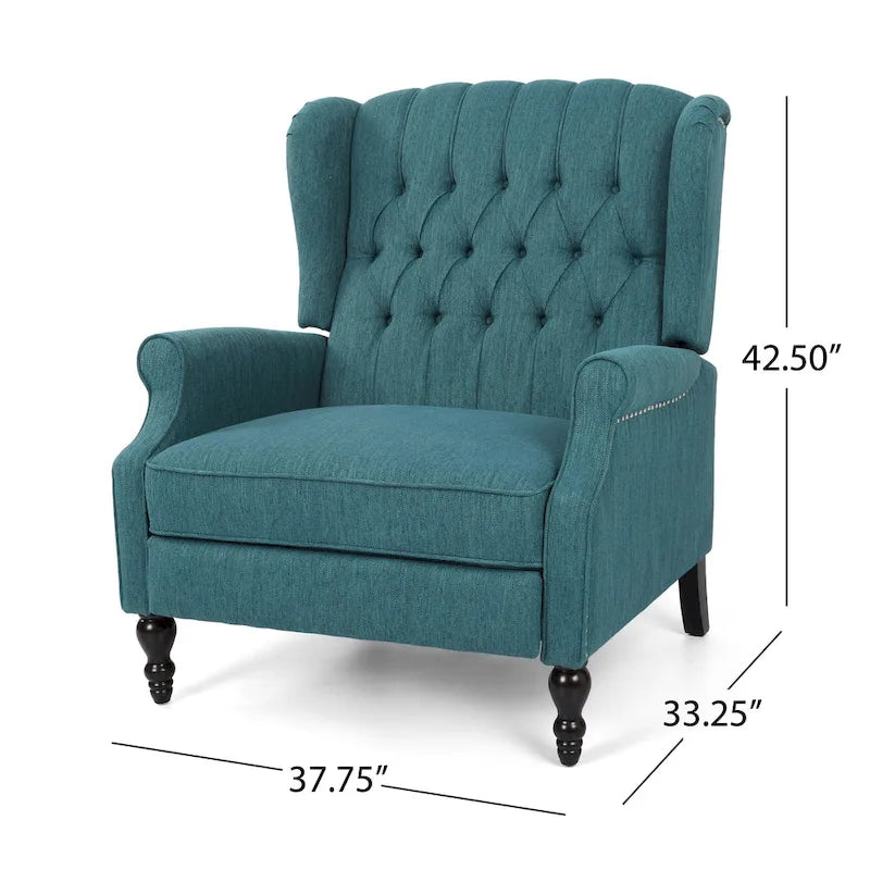 Sillón decorativo de tela vintage con respaldo alto y capitoné