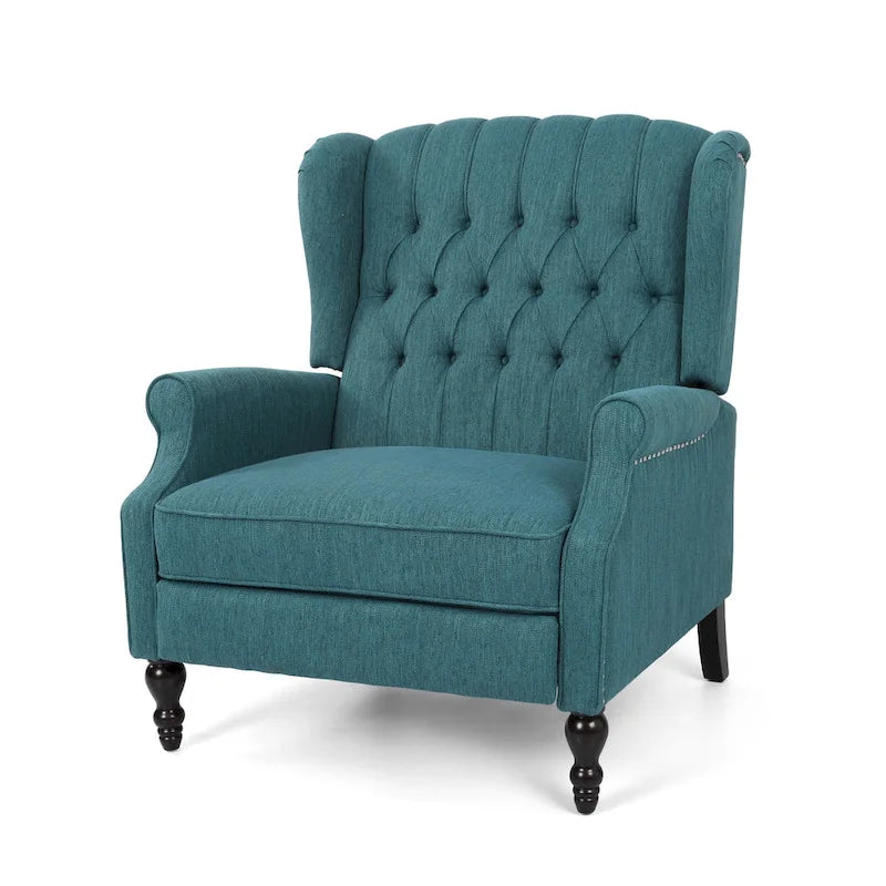 Sillón decorativo de tela vintage con respaldo alto y capitoné