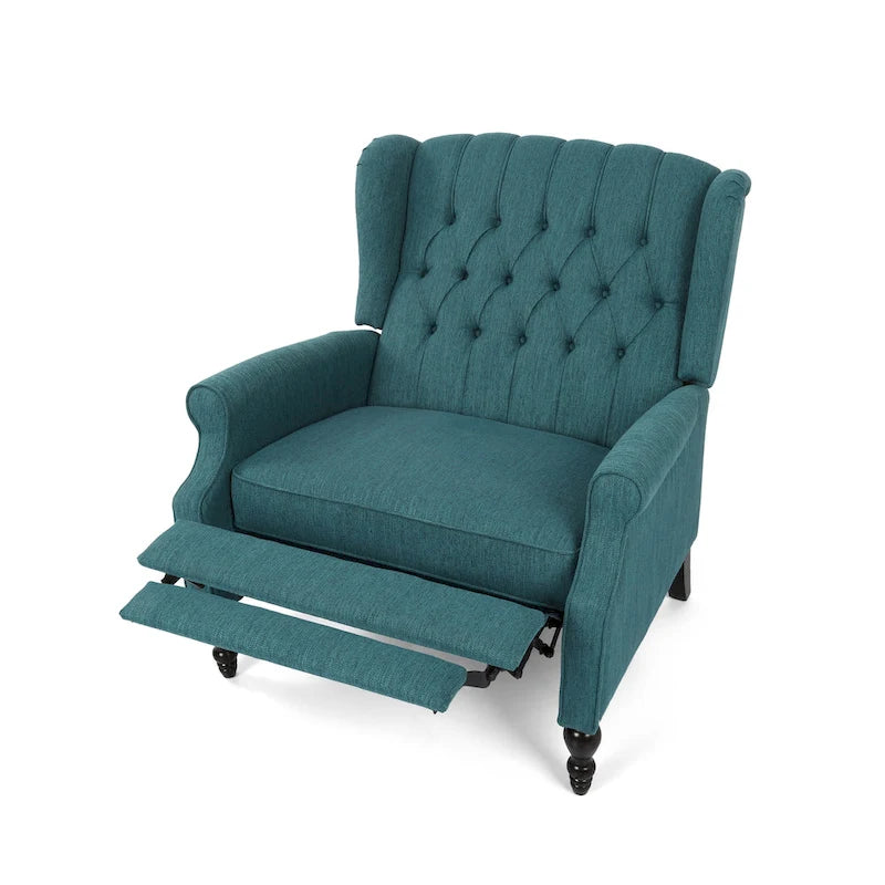 Sillón decorativo de tela vintage con respaldo alto y capitoné