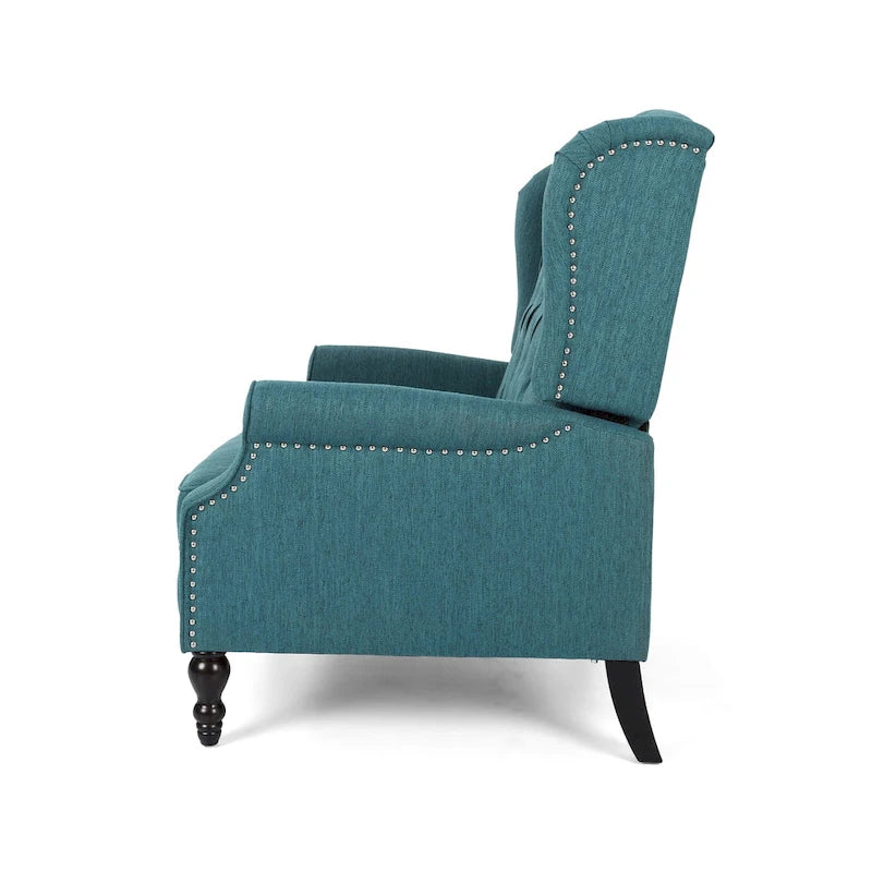 Sillón decorativo de tela vintage con respaldo alto y capitoné
