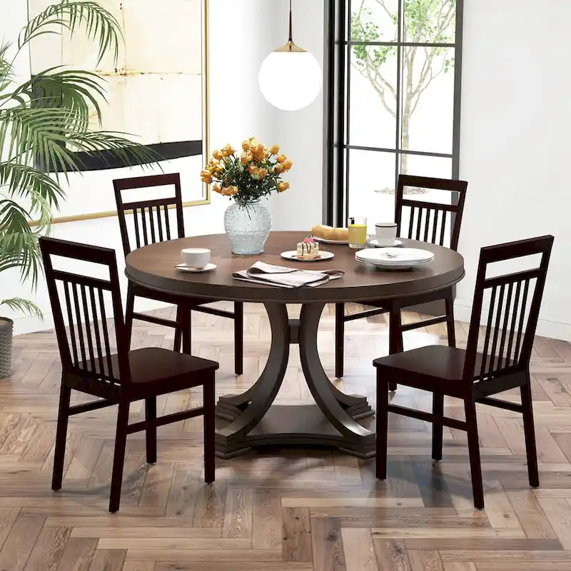 Esszimmerstuhl-Set im Landhausstil, 2 armlehnenlose Holzstühle mit