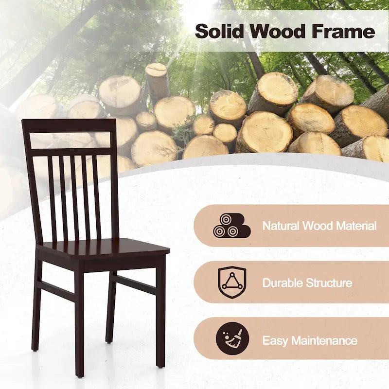 Esszimmerstuhl-Set im Landhausstil, 2 armlehnenlose Holzstühle mit