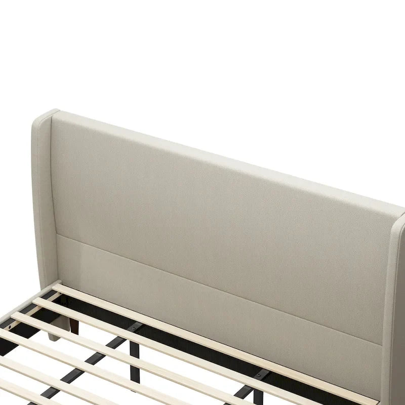 Plattformbett in Kingsize-Größe mit Beinen aus Massivholz und Lattenrost mit 12 Latten