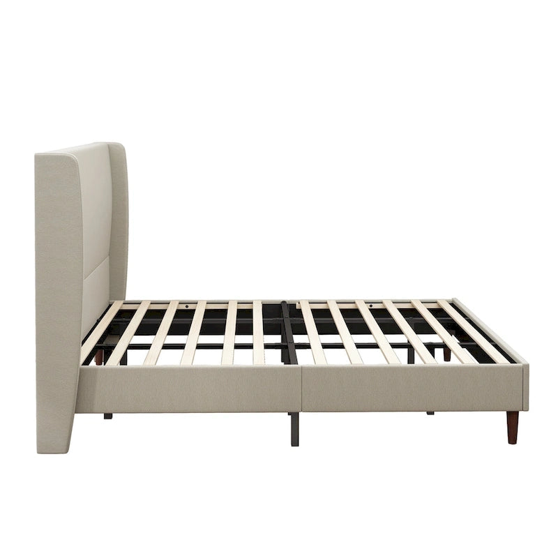 Plattformbett in Kingsize-Größe mit Beinen aus Massivholz und Lattenrost mit 12 Latten