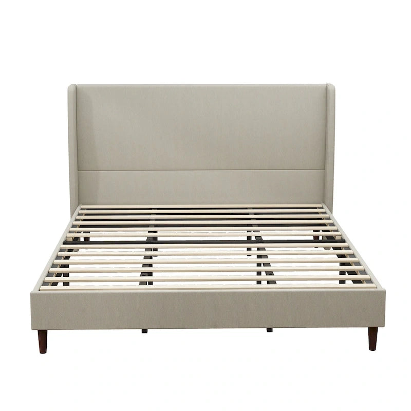Plattformbett in Kingsize-Größe mit Beinen aus Massivholz und Lattenrost mit 12 Latten