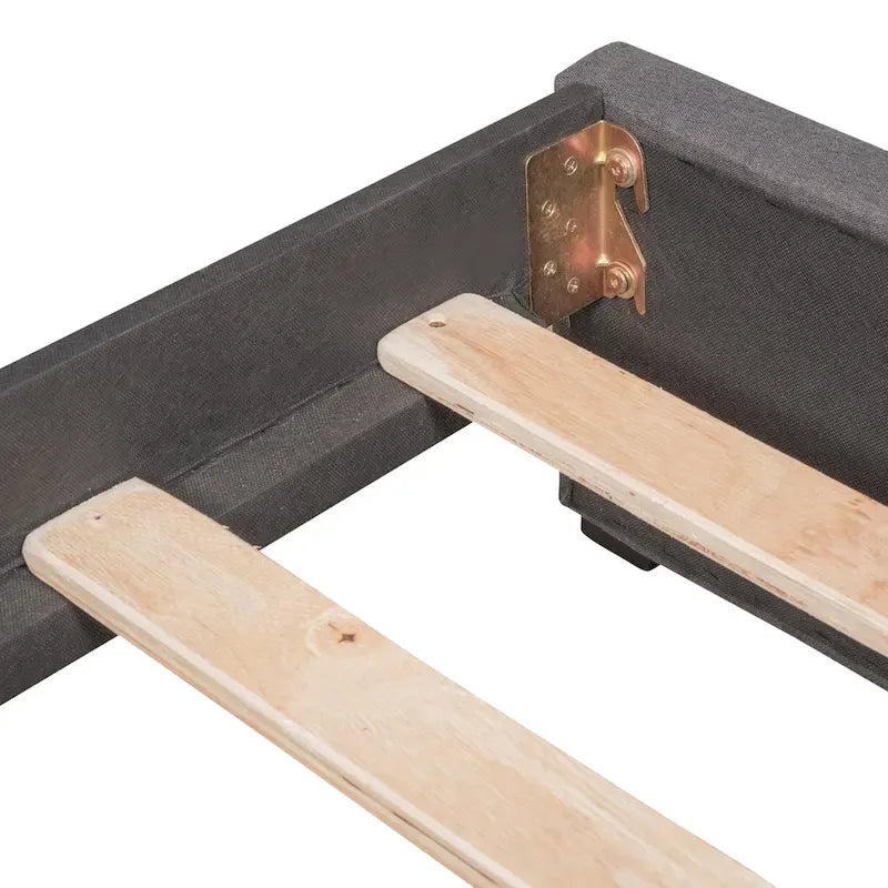 Diván cama tapizado en lino gris con 2 cajones de almacenamiento, estructura de sofá cama individual, no necesita somier