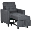 Sofá cama individual convertible de poliéster gris oscuro con respaldo ajustable
