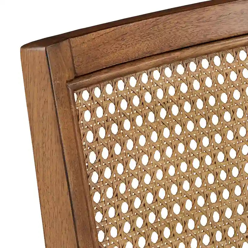 Sillas de comedor con respaldo de ratán y lino beige (juego de 2)