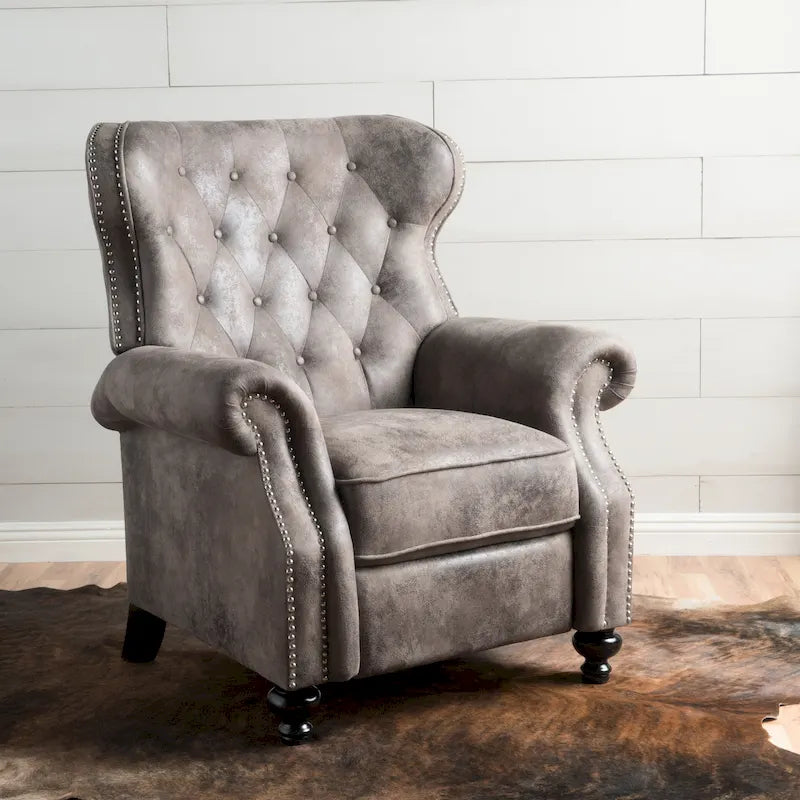Fauteuil club inclinable en microfibre capitonnée