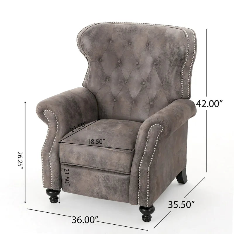 Fauteuil club inclinable en microfibre capitonnée