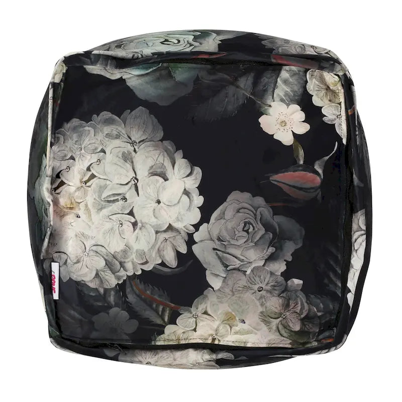 Pouf cube traditionnel de taille moyenne en tissu à imprimé floral
