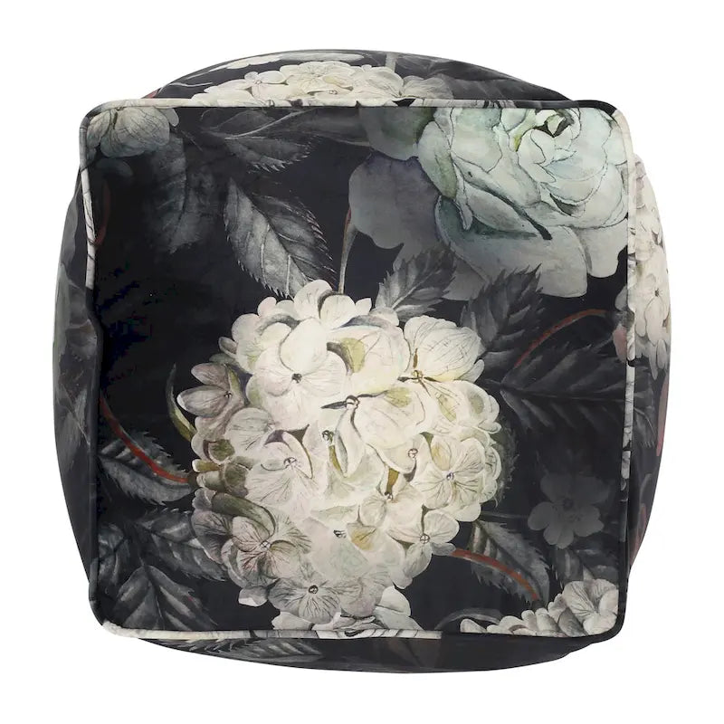 Pouf cube traditionnel de taille moyenne en tissu à imprimé floral