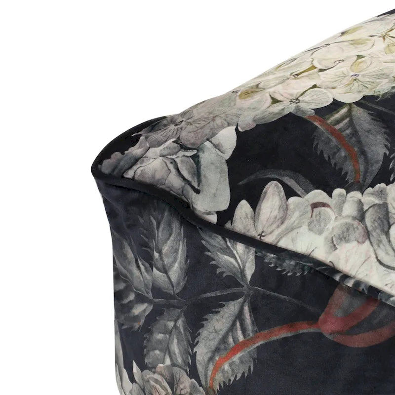 Pouf cube traditionnel de taille moyenne en tissu à imprimé floral