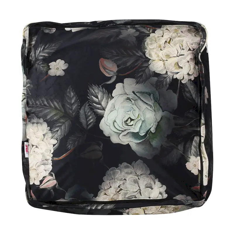 Pouf cube traditionnel de taille moyenne en tissu à imprimé floral