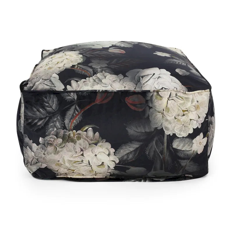 Pouf cube traditionnel de taille moyenne en tissu à imprimé floral