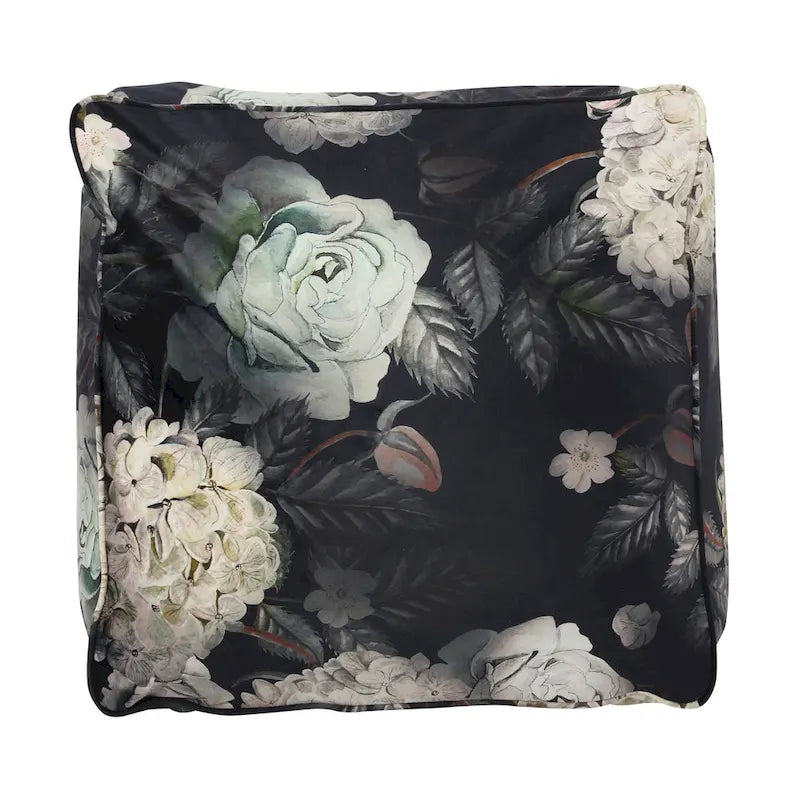 Pouf cube traditionnel de taille moyenne en tissu à imprimé floral