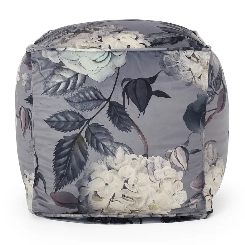 Pouf cube traditionnel de taille moyenne en tissu à imprimé floral