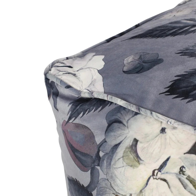Pouf cube traditionnel de taille moyenne en tissu à imprimé floral