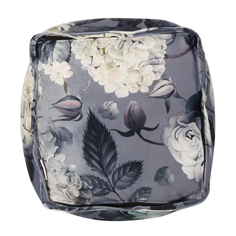 Pouf cube traditionnel de taille moyenne en tissu à imprimé floral