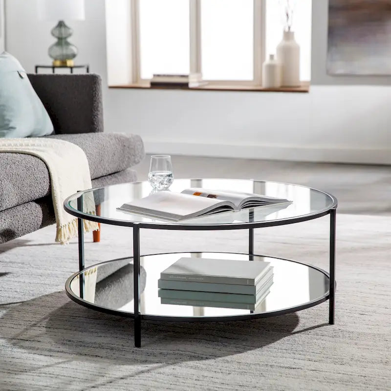 Runder Couchtisch aus Glas - 14H x 36W x 36D