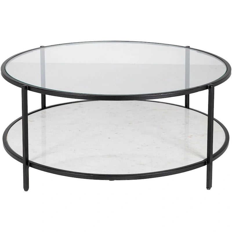 Table basse ronde en verre - 14H x 36W x 36D