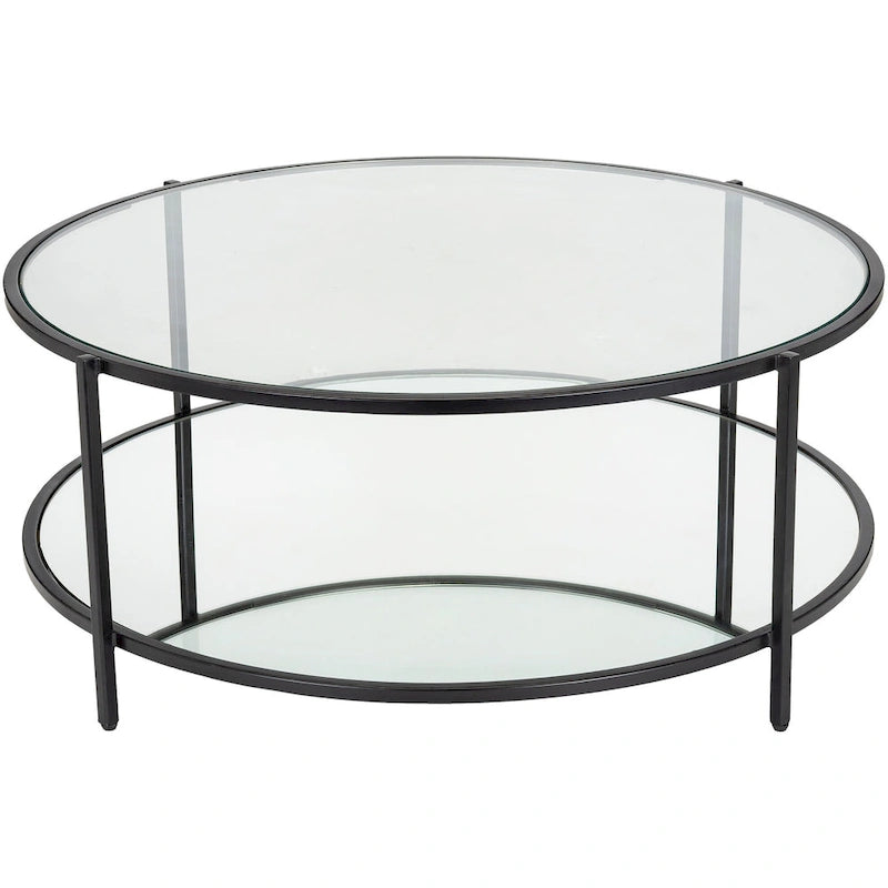 Table basse ronde en verre - 14H x 36W x 36D