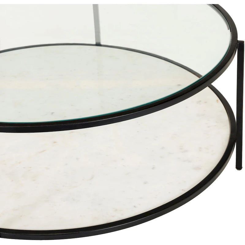 Runder Couchtisch aus Glas - 14H x 36W x 36D