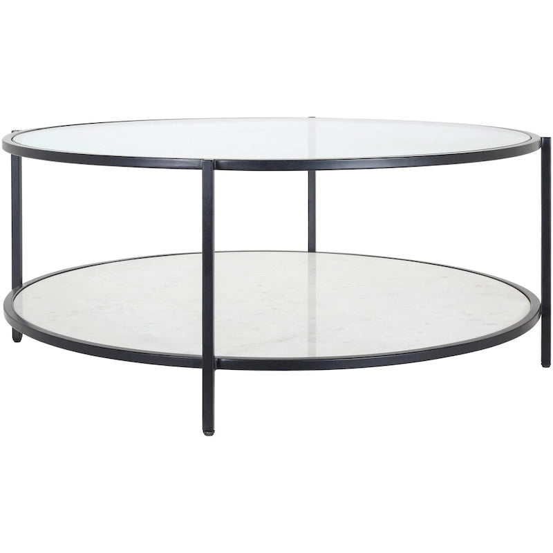Runder Couchtisch aus Glas - 14H x 36W x 36D
