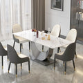 Table de salle à manger en marbre de 79 places pour 10 personnes, table de cuisine rectangulaire moderne avec piètement en U