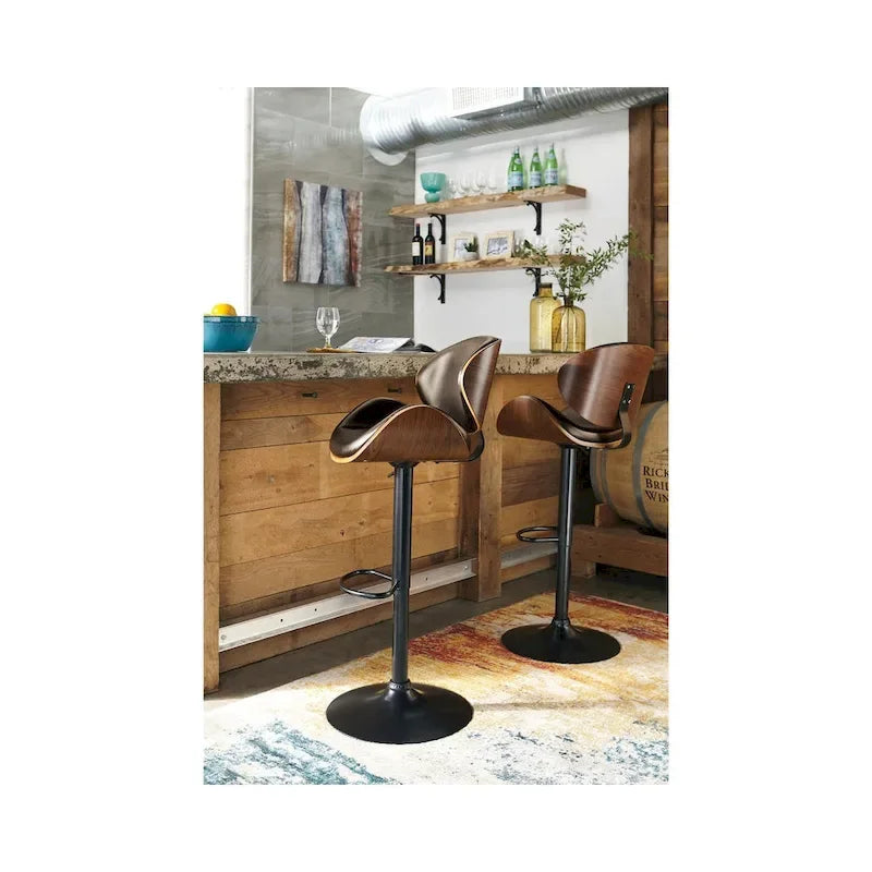 Tabouret de bar moderne réglable marron et noir