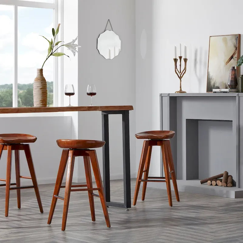 Rücklehnenloser Barhocker aus Holz mit Drehfunktion für den Innenbereich