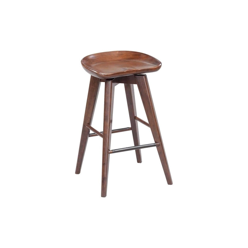 Tabouret de bar d’intérieur pivotant en bois, sans dossier