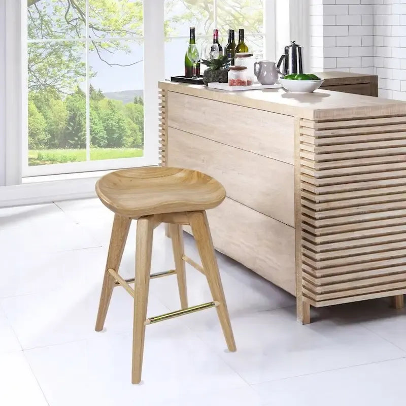 Rücklehnenloser Barhocker aus Holz mit Drehfunktion für den Innenbereich