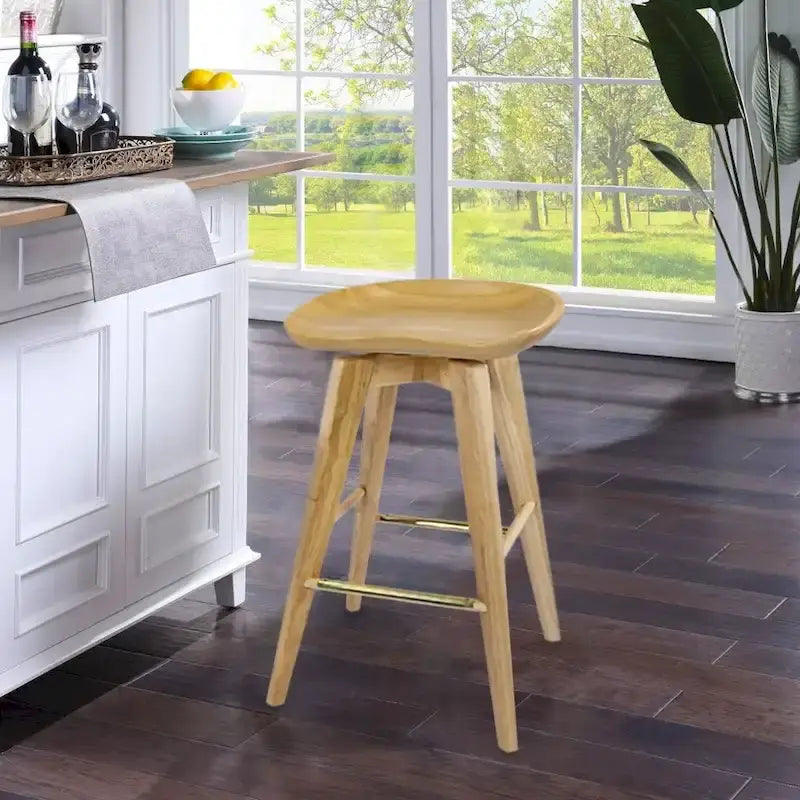 Rücklehnenloser Barhocker aus Holz mit Drehfunktion für den Innenbereich