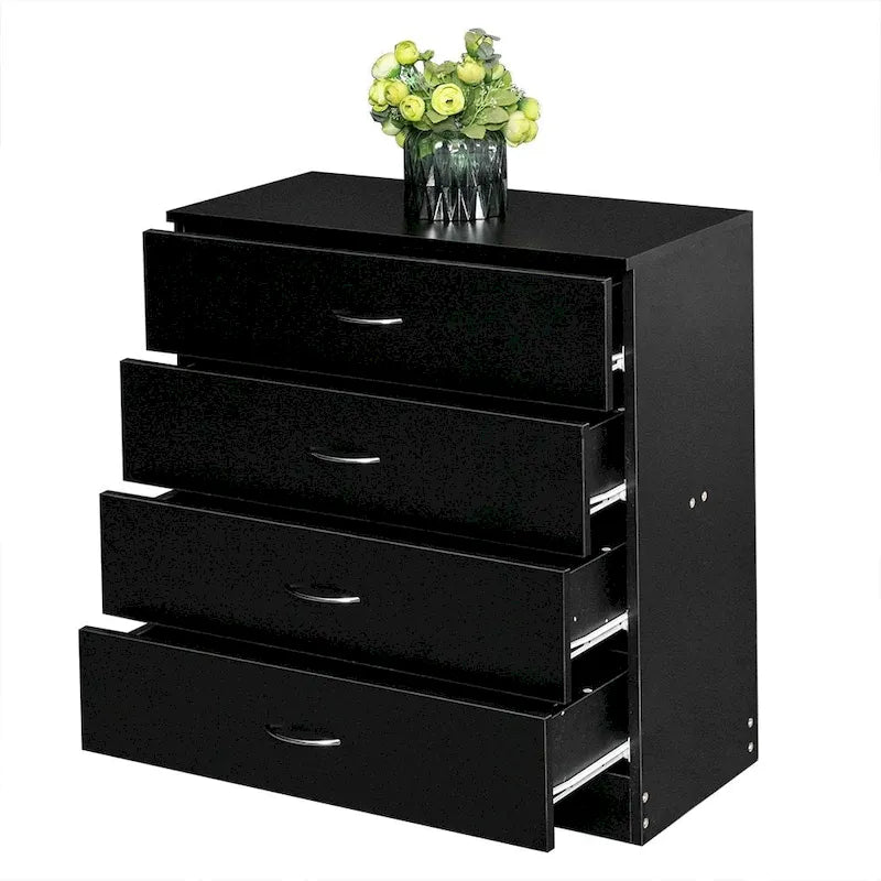 Commode moderne et épurée à 4 tiroirs, 28, noire/blanche
