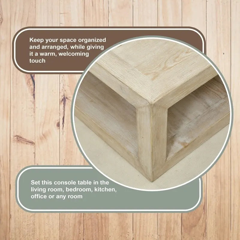 Mesa de centro de interior cuadrada de madera blanca envejecida con marco, 39.4L
