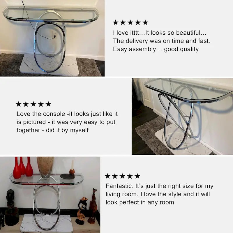 Table console de 43.3 pouces avec piètement géométrique, table moderne pour l’entrée et le salon