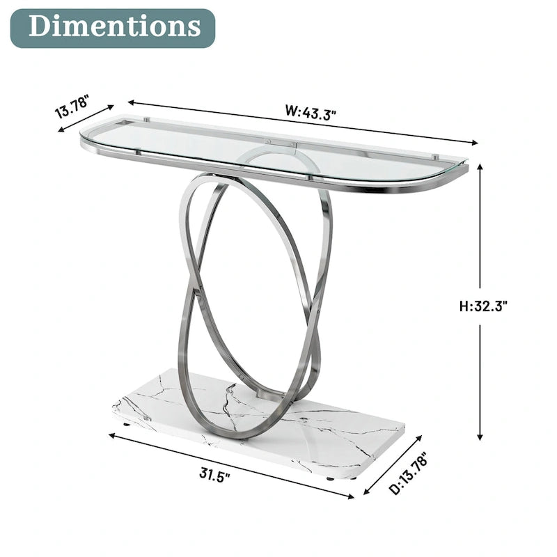 Table console de 43.3 pouces avec piètement géométrique, table moderne pour l’entrée et le salon