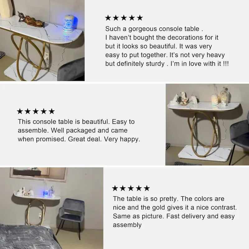 Table console de 43.3 pouces avec piètement géométrique, table moderne pour l’entrée et le salon