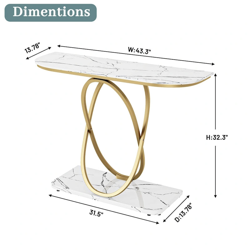 Table console de 43.3 pouces avec piètement géométrique, table moderne pour l’entrée et le salon