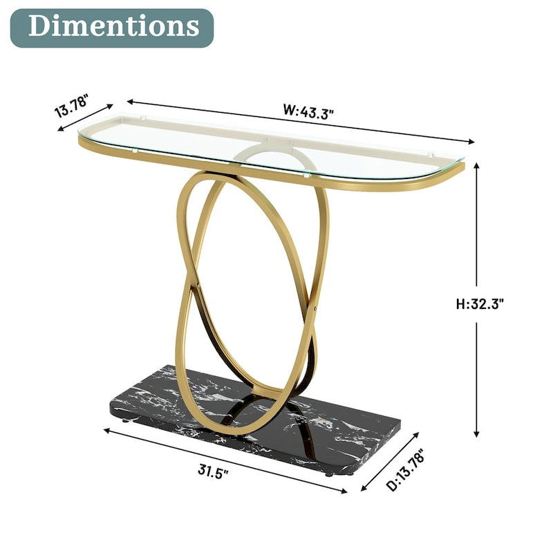Table console de 43.3 pouces avec piètement géométrique, table moderne pour l’entrée et le salon