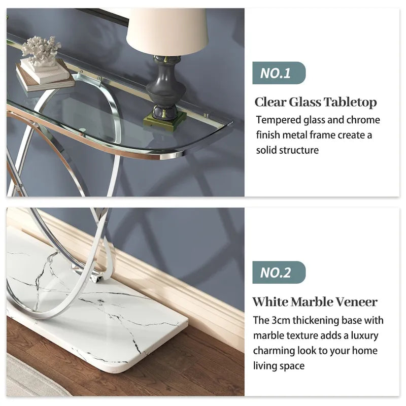 Table console de 43.3 pouces avec piètement géométrique, table moderne pour l’entrée et le salon