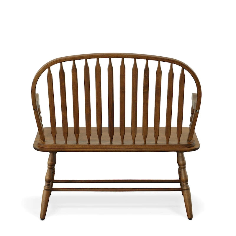 Banc d’entrée Windsor en bois, banc d’appoint 2 places à dossier à barreaux