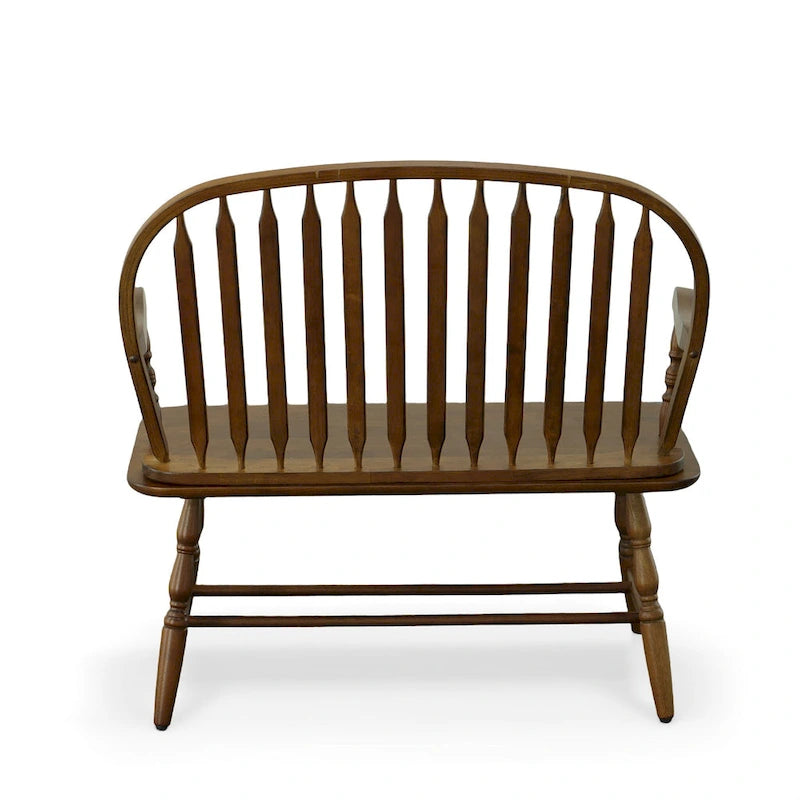 Banc d’entrée Windsor en bois, banc d’appoint 2 places à dossier à barreaux
