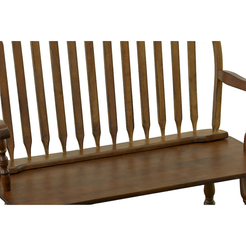 Banc d’entrée Windsor en bois, banc d’appoint 2 places à dossier à barreaux