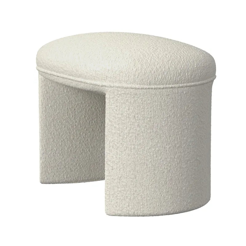 Puf curvo de tela bouclé, reposapiés decorativo para el hogar