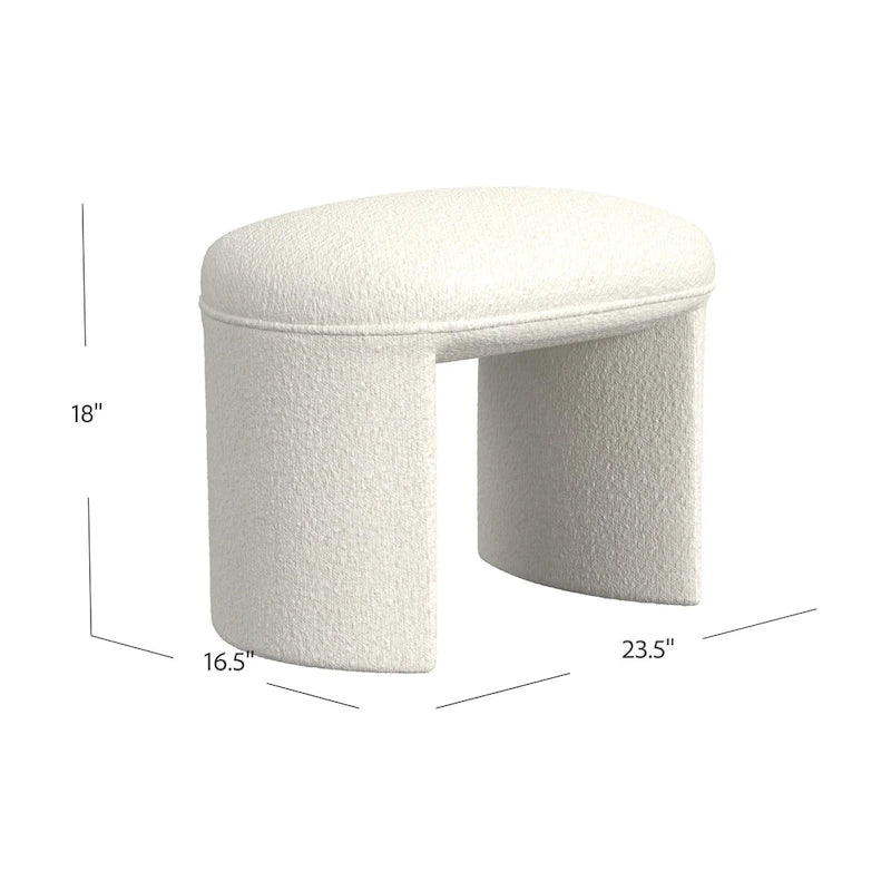 Puf curvo de tela bouclé, reposapiés decorativo para el hogar